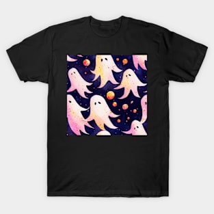 Cute Halloween Ghosts in Space T-Shirt